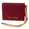 Miu Miu Fuoco Red Leather Credit Card Holder Wallet Madras Chain 5MC320