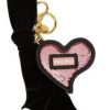 Miu Miu Trick in Pelle Rosa Pink Sequined Heart Key Ring 5TL214