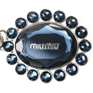 Miu Miu Trick Oval Charm Key Chain with Dark Blue Crystal 5TM092