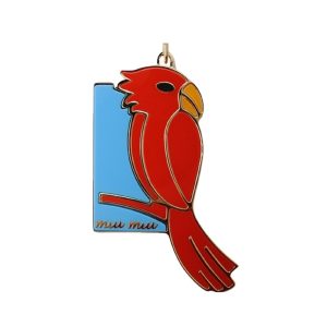 Miu Miu Cardinal Bird Red and Blue Keychain Key Ring Charm 5TM070