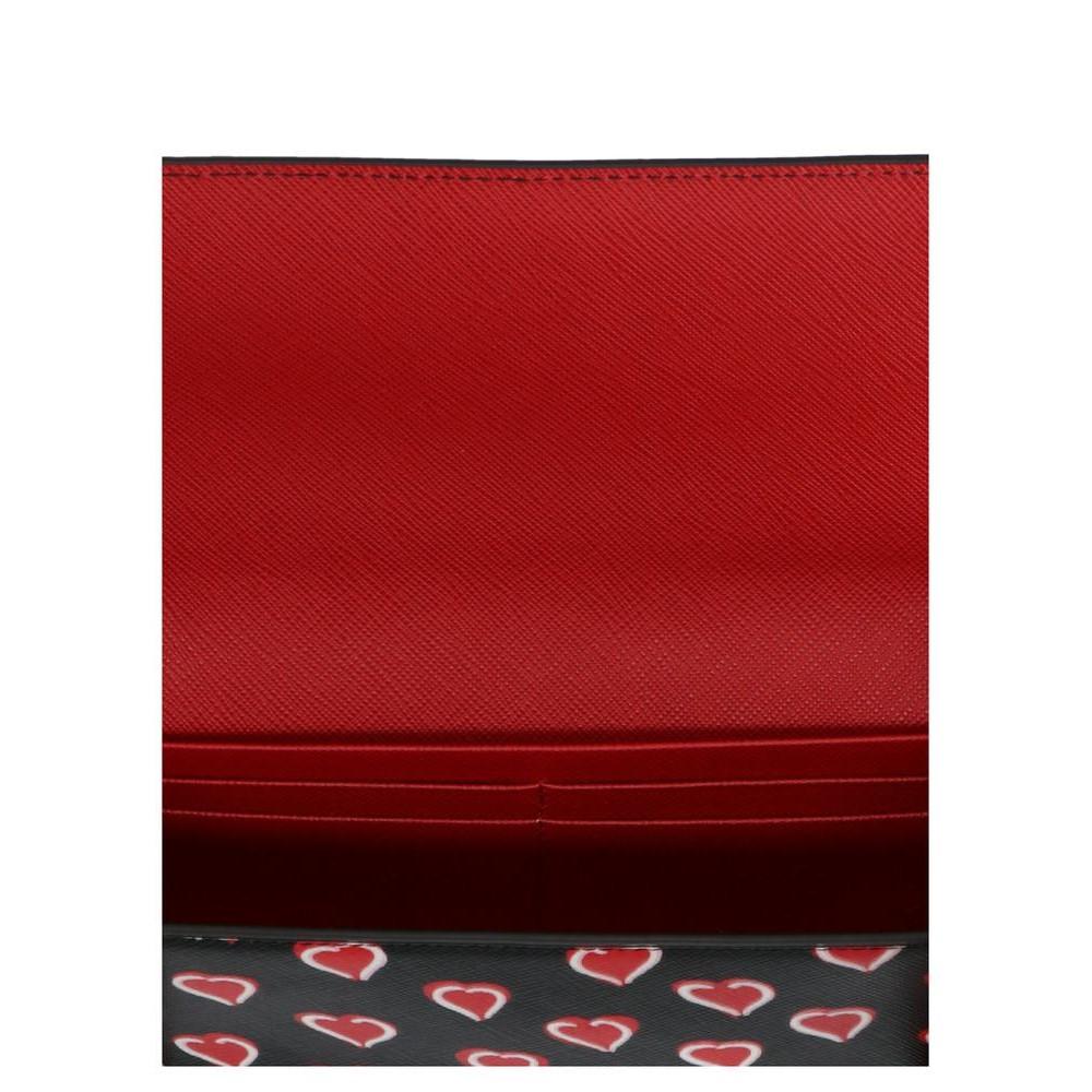 Prada Black Saffiano Leather Heart Print Mini Crossbody Handbag