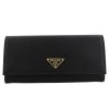 Prada Black Saffiano Leather Triangle Logo Continental Wallet 1MH132