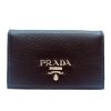 Prada Black Vitello Grain Soft Calf Leather Credit Card Case Wallet 1MC122