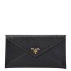 Prada Black Vitello Move Leather Long Envelope Wallet 1MF175