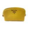 Prada Yellow Vitello Daino Pouch Vanity Cosmetic Case 1ND005