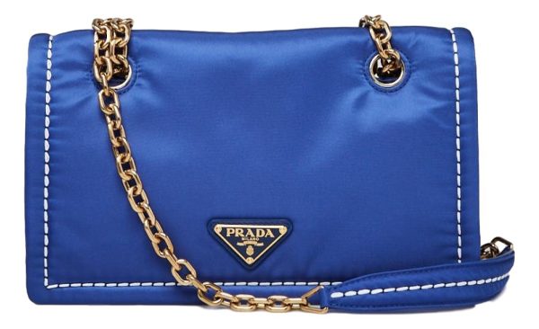 Prada Indaco Blue Tessuto Nylon Chain Flap Shoulder Bag 1BD199