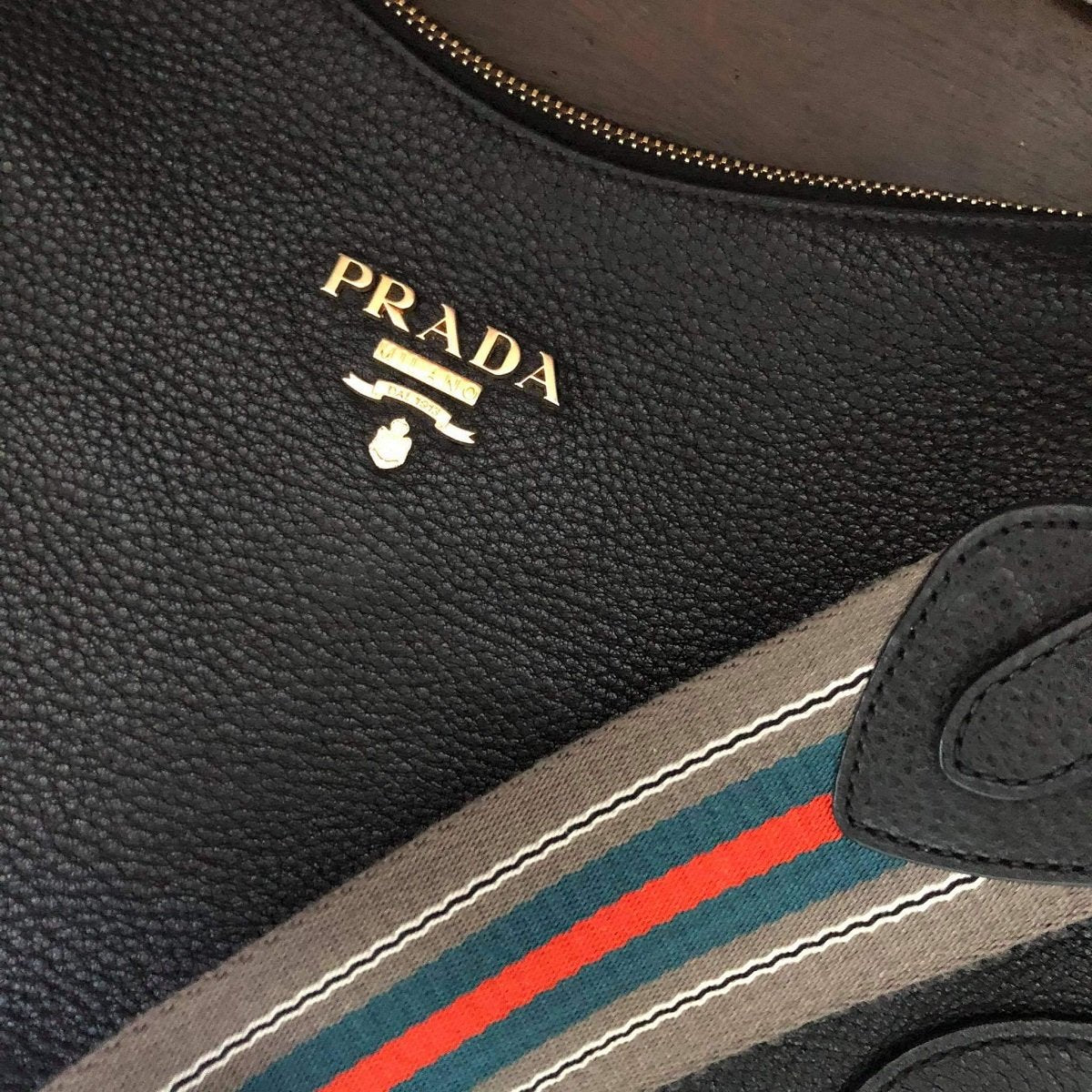 New Prada Black Vitello Phenix Leather Shoulder Camera Bag 1BH103 