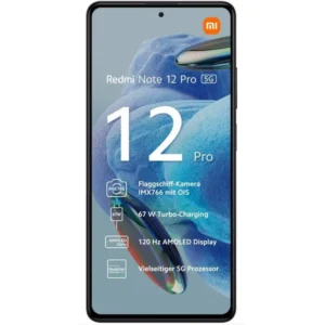 Redmi Note 12 Pro 5G Google Android Smartphone in black  with 256 GB storage